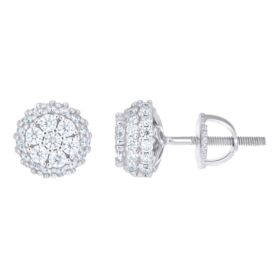 925 Sterling Silver Womens Cubic-Zirconia Round Fashion Stud Earrings