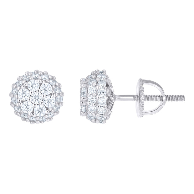 925 Sterling Silver Womens Cubic-Zirconia Round Fashion Stud Earrings