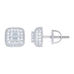 925 Sterling Silver Womens Round Baguette Cubic-Zirconia Square Fashion Stud Earrings