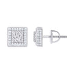 925 Sterling Silver Womens Cubic-Zirconia Square Fashion Stud Earrings