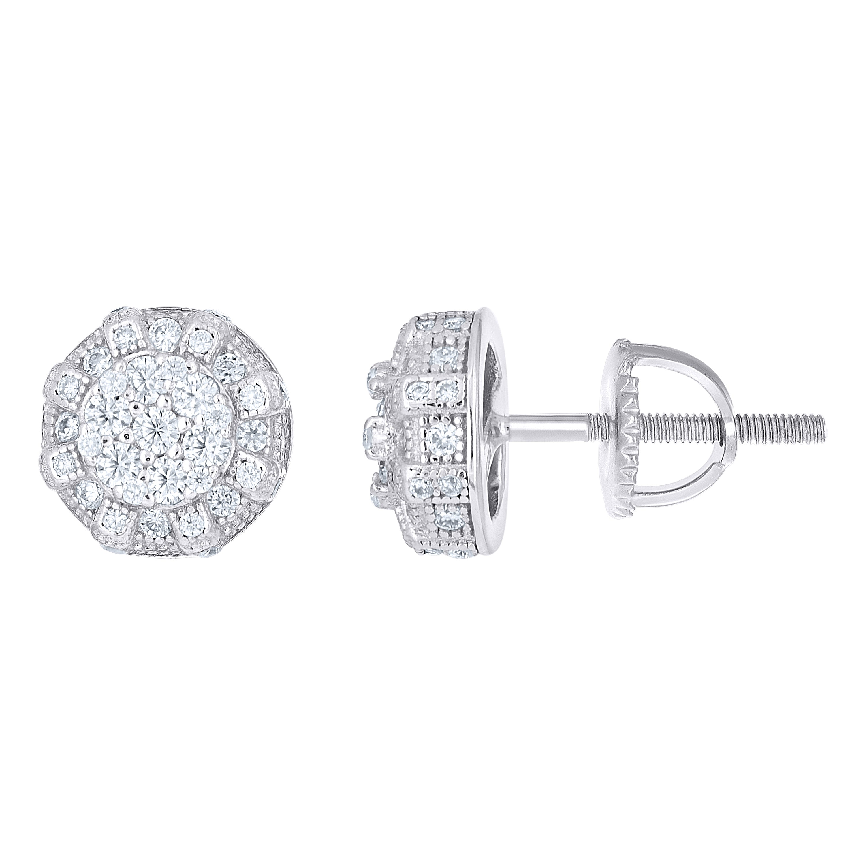 925 Sterling Silver Womens Cubic-Zirconia Round Fashion Stud Earrings