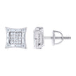 925 Sterling Silver Unisex Round Baguette Cubic-Zirconia Square Fashion Stud Earrings