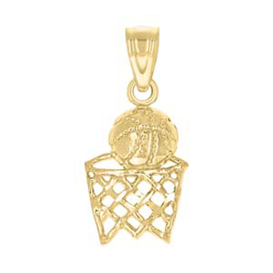 10kt Yellow Gold Unisex Child Basket Ball Sports Charm Pendant
