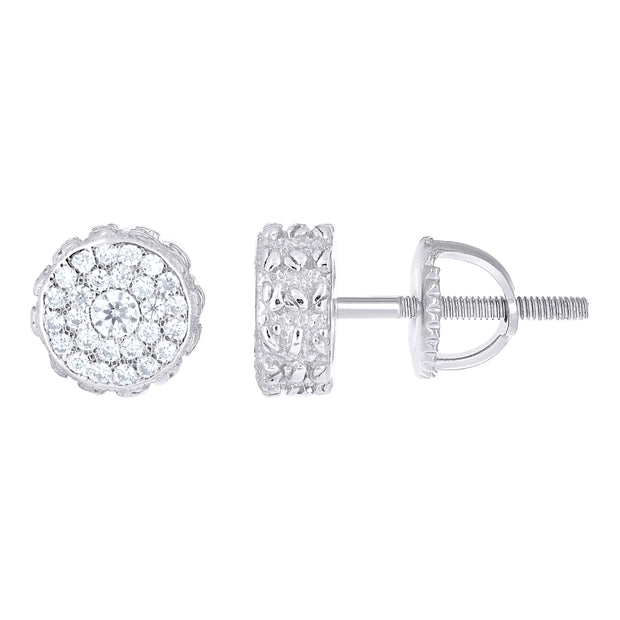 925 Sterling Silver Unisex Cubic-Zirconia Round Fashion Stud Earrings