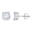925 Sterling Silver Unisex Cubic-Zirconia Round Fashion Stud Earrings