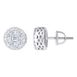 925 Sterling Silver Unisex Round Princess-cut Cubic-Zirconia Round Fashion Stud Earrings