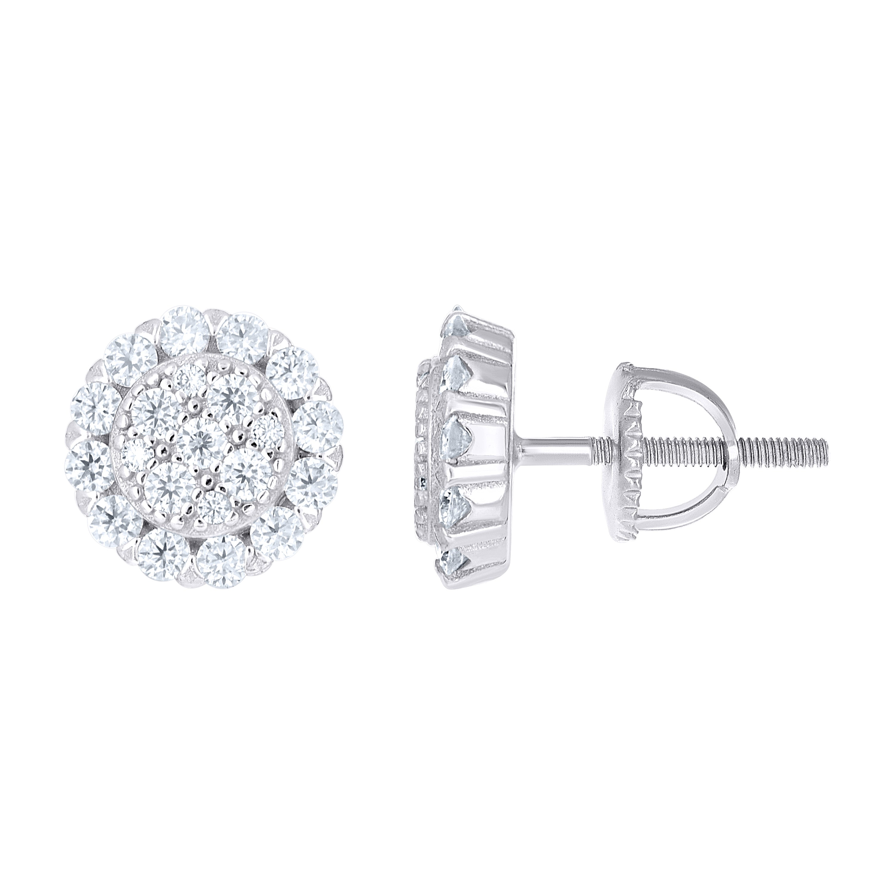 925 Sterling Silver Womens Cubic-Zirconia Round Fashion Stud Earrings
