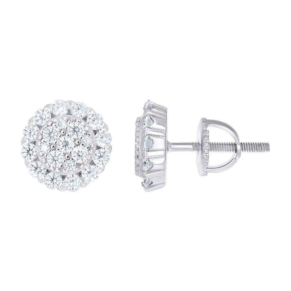 925 Sterling Silver Womens Cubic-Zirconia Round Fashion Stud Earrings