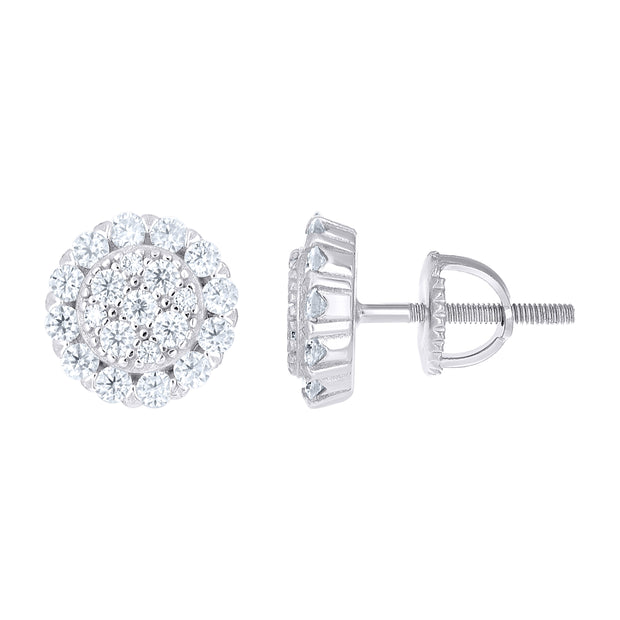 925 Sterling Silver Womens Cubic-Zirconia Round Fashion Stud Earrings