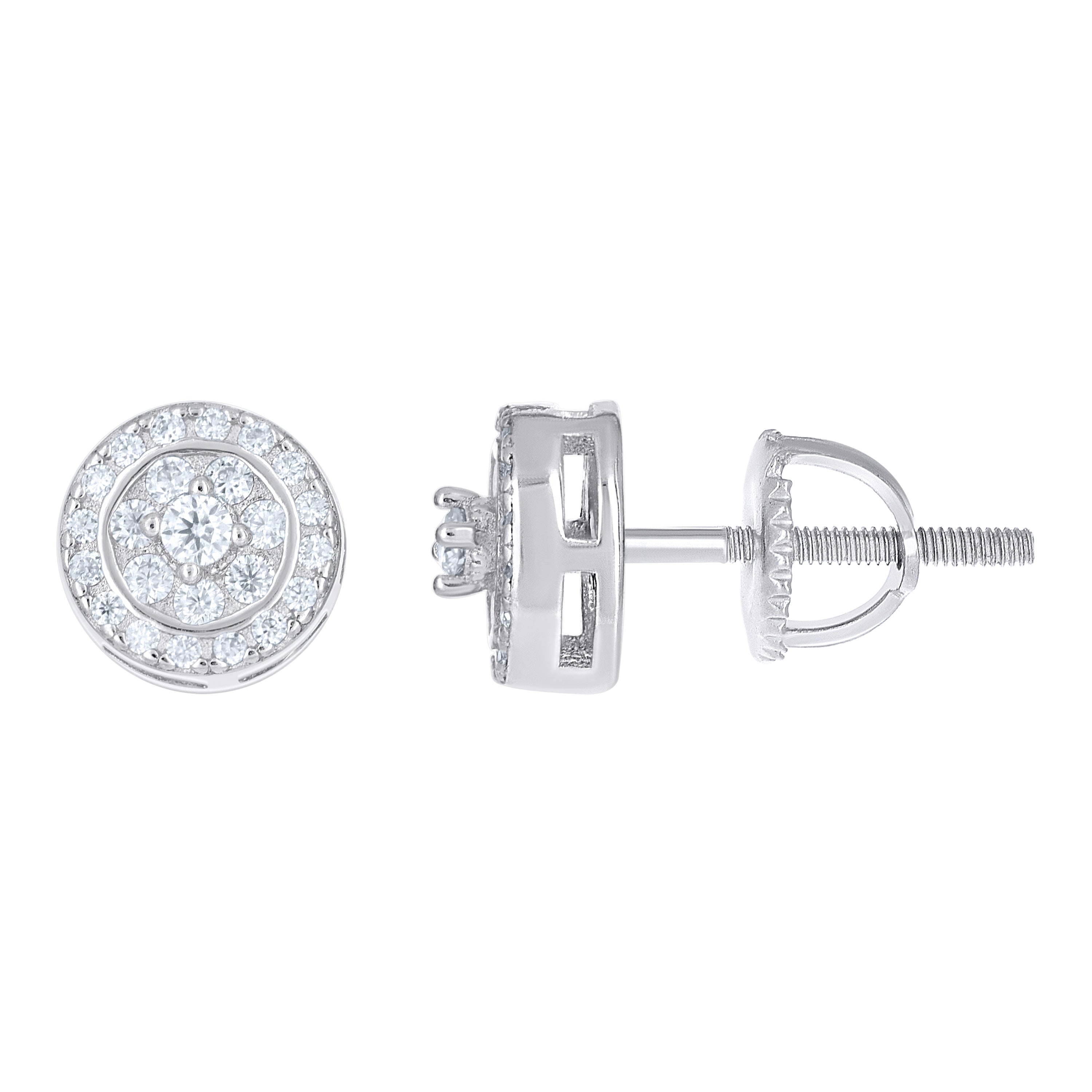 925 Sterling Silver Womens Cubic-Zirconia Round Fashion Stud Earrings