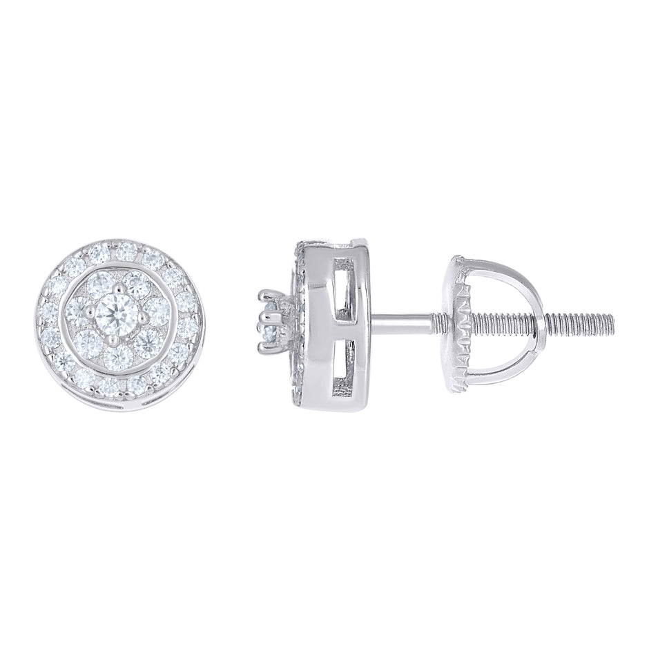 925 Sterling Silver Womens Cubic-Zirconia Round Fashion Stud Earrings