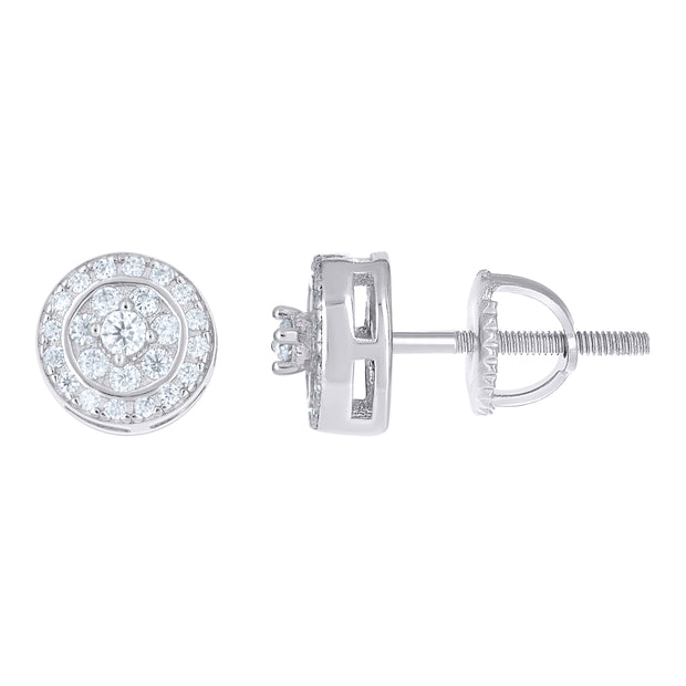 925 Sterling Silver Womens Cubic-Zirconia Round Fashion Stud Earrings
