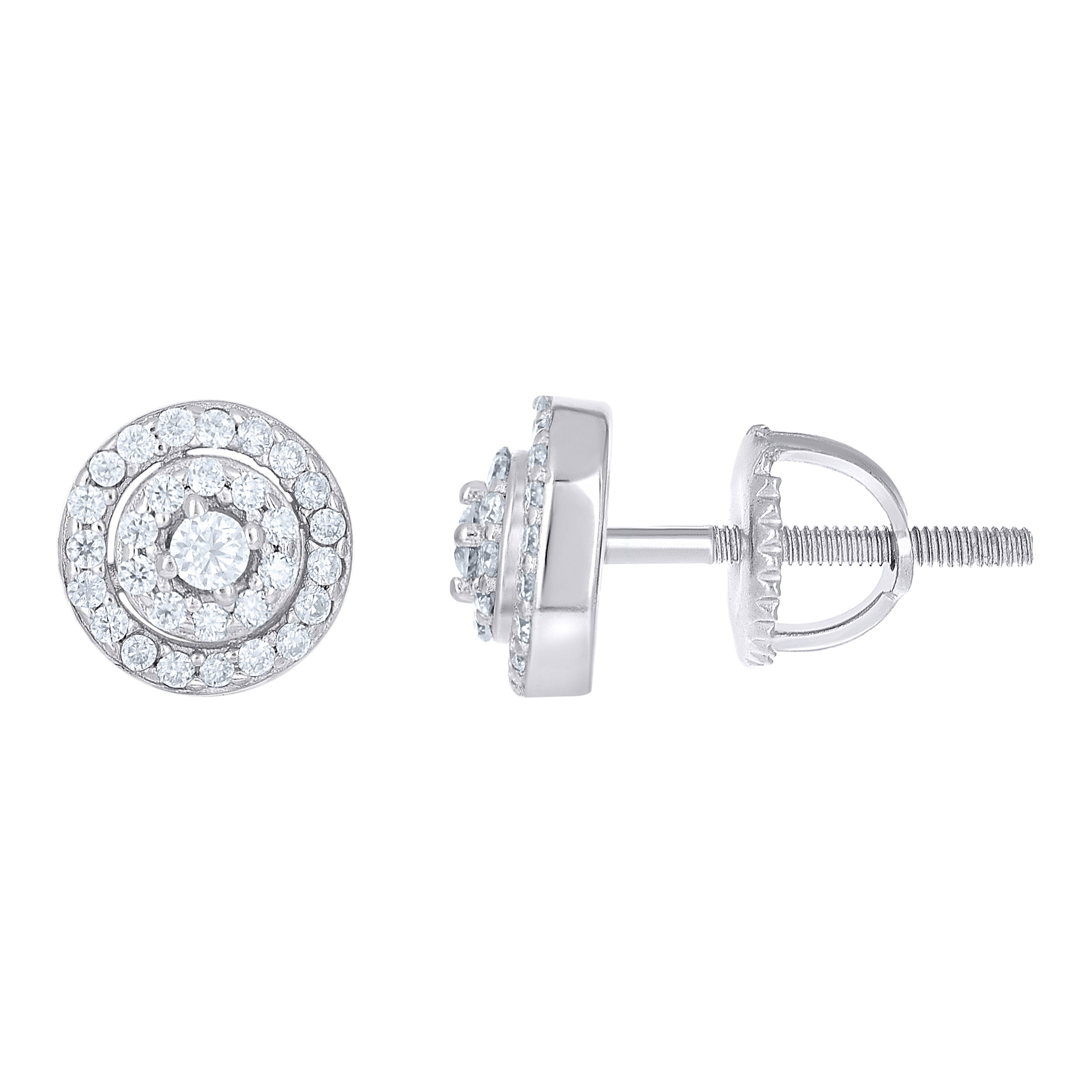 925 Sterling Silver Womens Cubic-Zirconia Round Fashion Stud Earrings