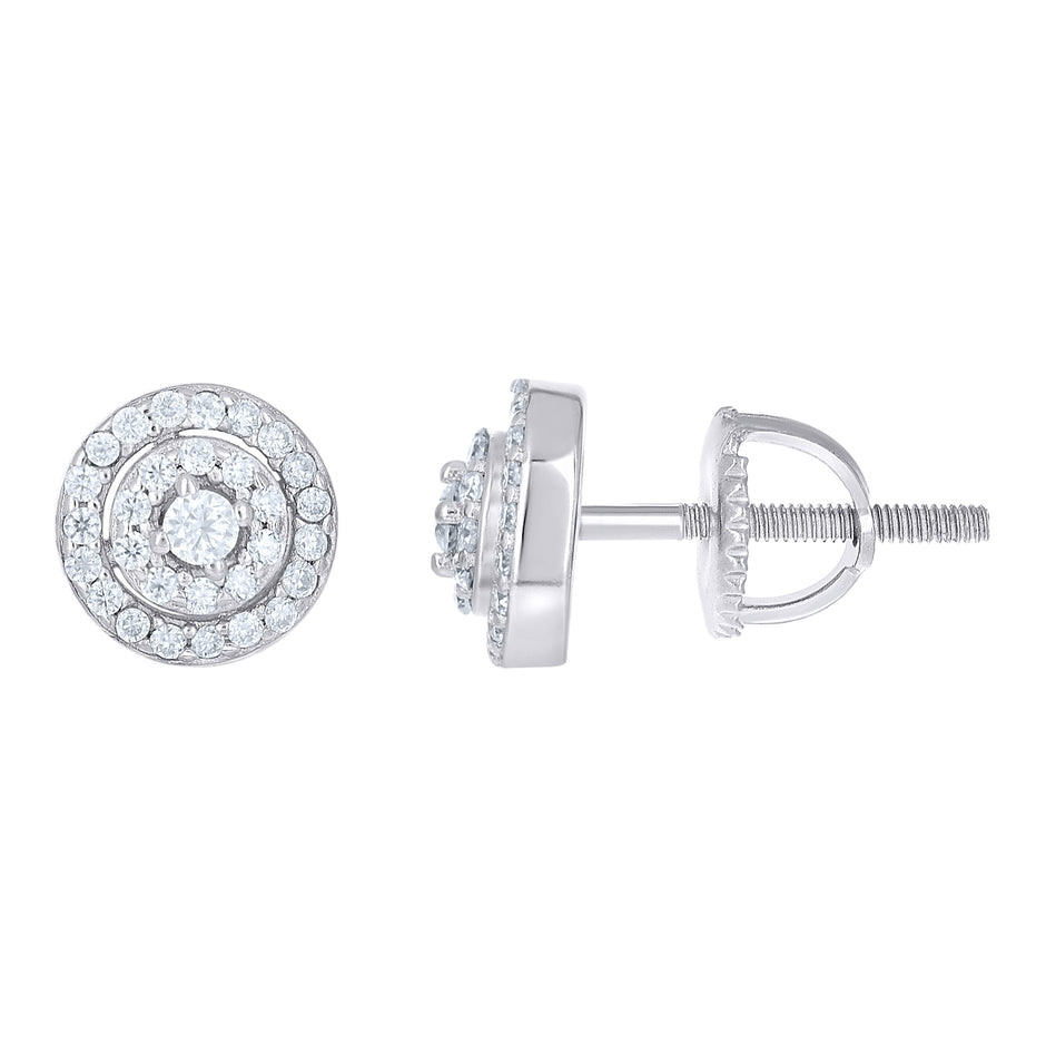 925 Sterling Silver Womens Cubic-Zirconia Round Fashion Stud Earrings