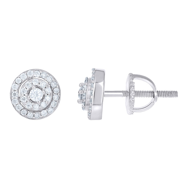 925 Sterling Silver Womens Cubic-Zirconia Round Fashion Stud Earrings