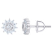 925 Sterling Silver Womens Round Baguette Cubic-Zirconia Sunburst Fashion Stud Earrings