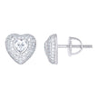 925 Sterling Silver Womens Round Heart Cubic-Zirconia Heart Stud Earrings