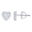 925 Sterling Silver Womens Cubic-Zirconia Heart Stud Earrings