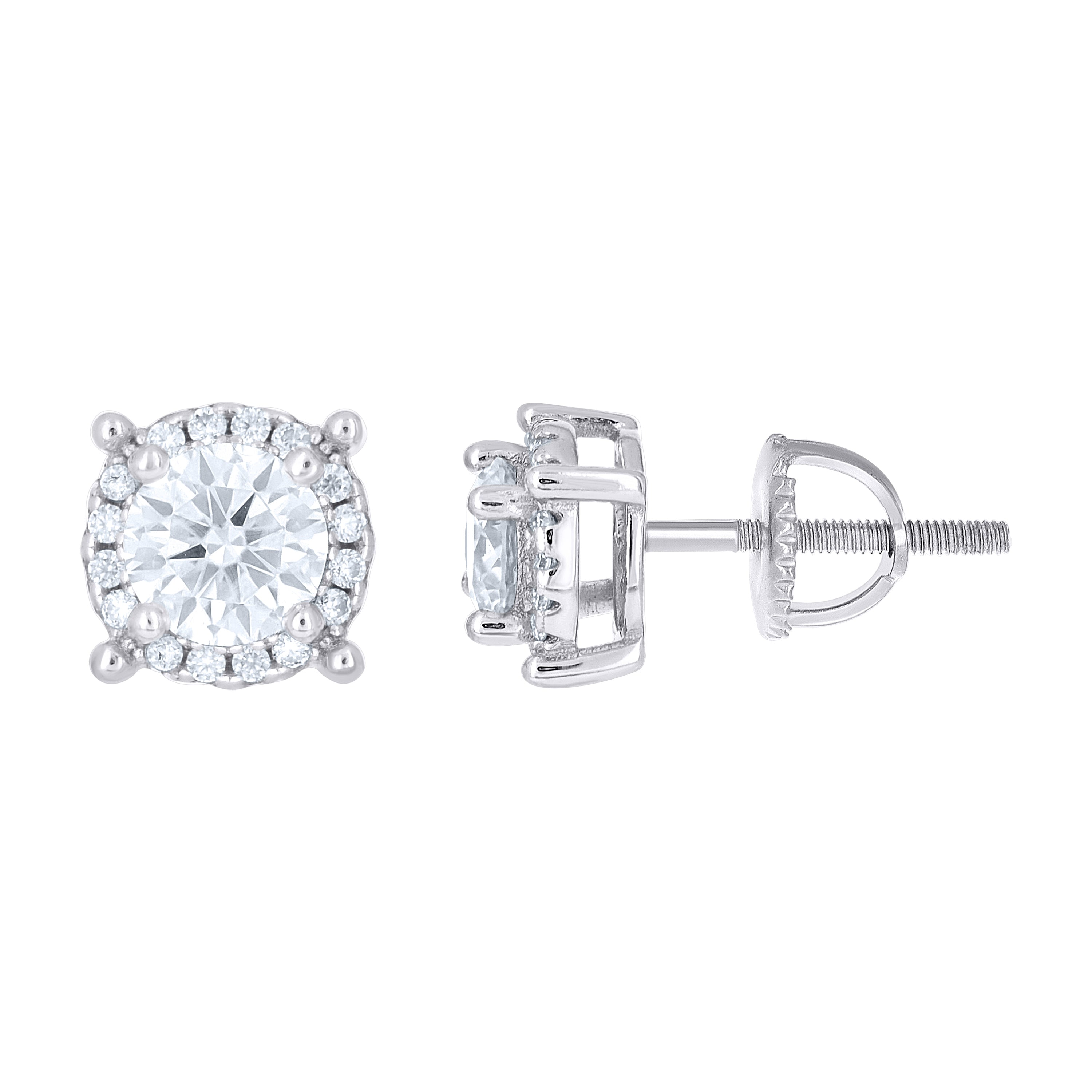 925 Sterling Silver Unisex Cubic-Zirconia Round Fashion Stud Earrings