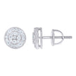 925 Sterling Silver Unisex Cubic-Zirconia Round Fashion Stud Earrings