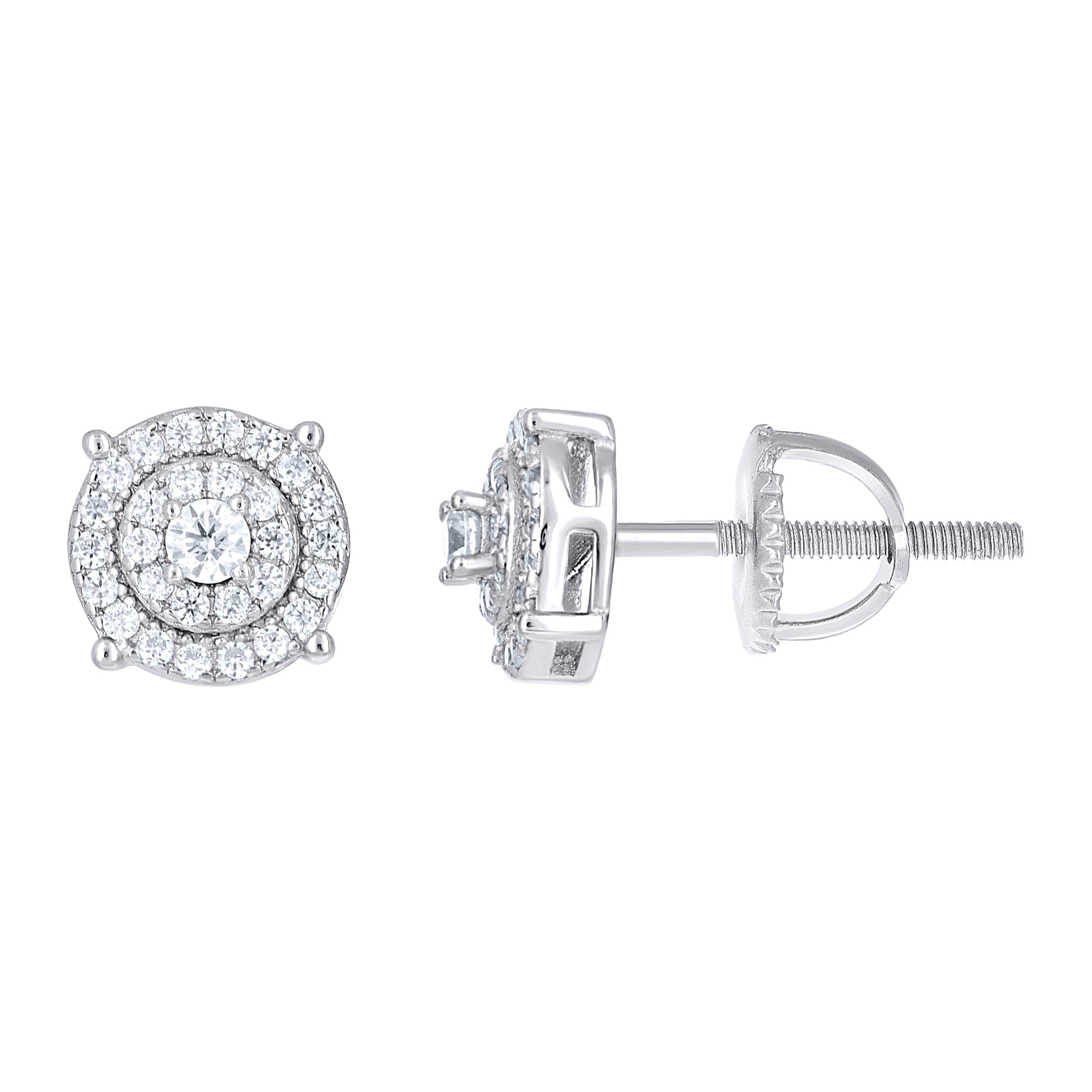 925 Sterling Silver Womens Cubic-Zirconia Round Fashion Stud Earrings