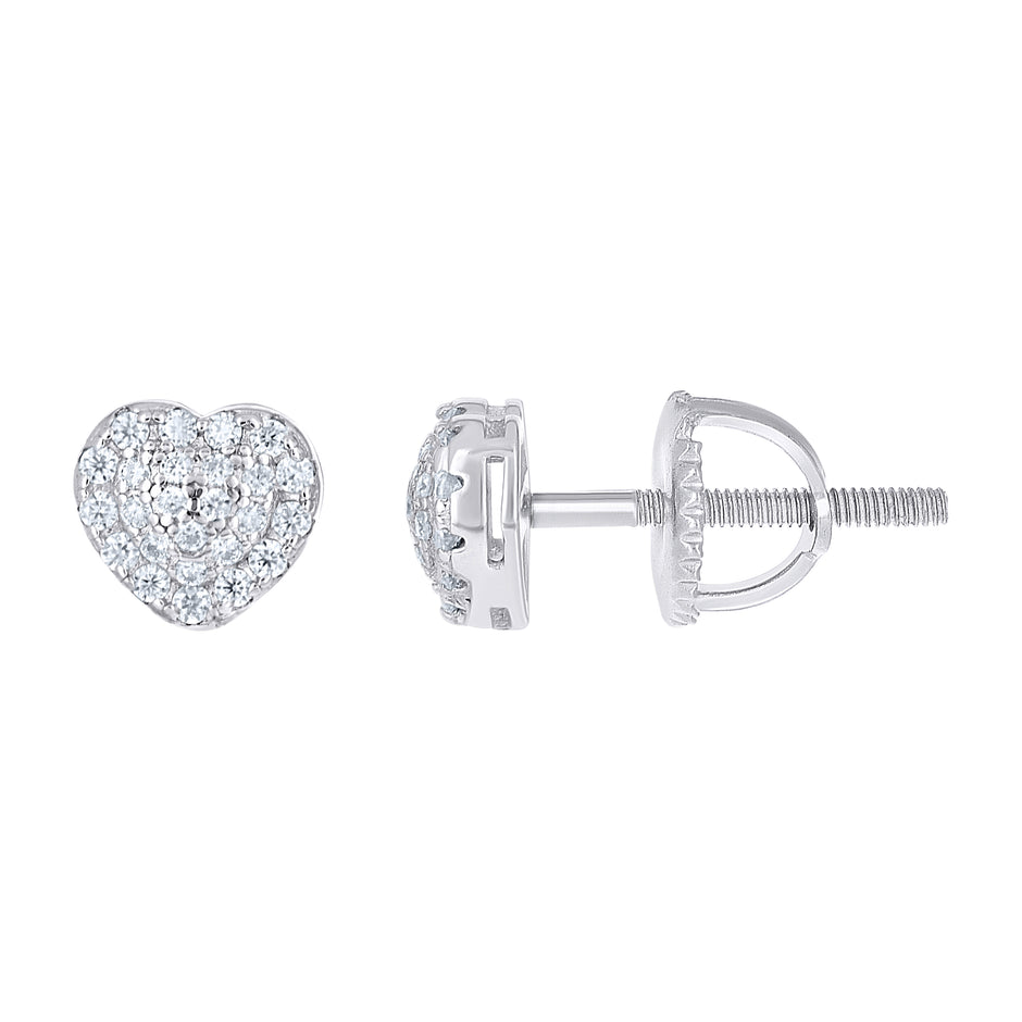 925 Sterling Silver Womens Round 0.34ct Moissanite Heart Stud Earrings