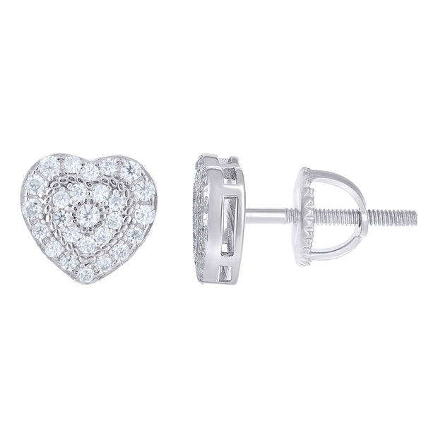 925 Sterling Silver Womens Round 0.32ct Moissanite Heart Stud Earrings