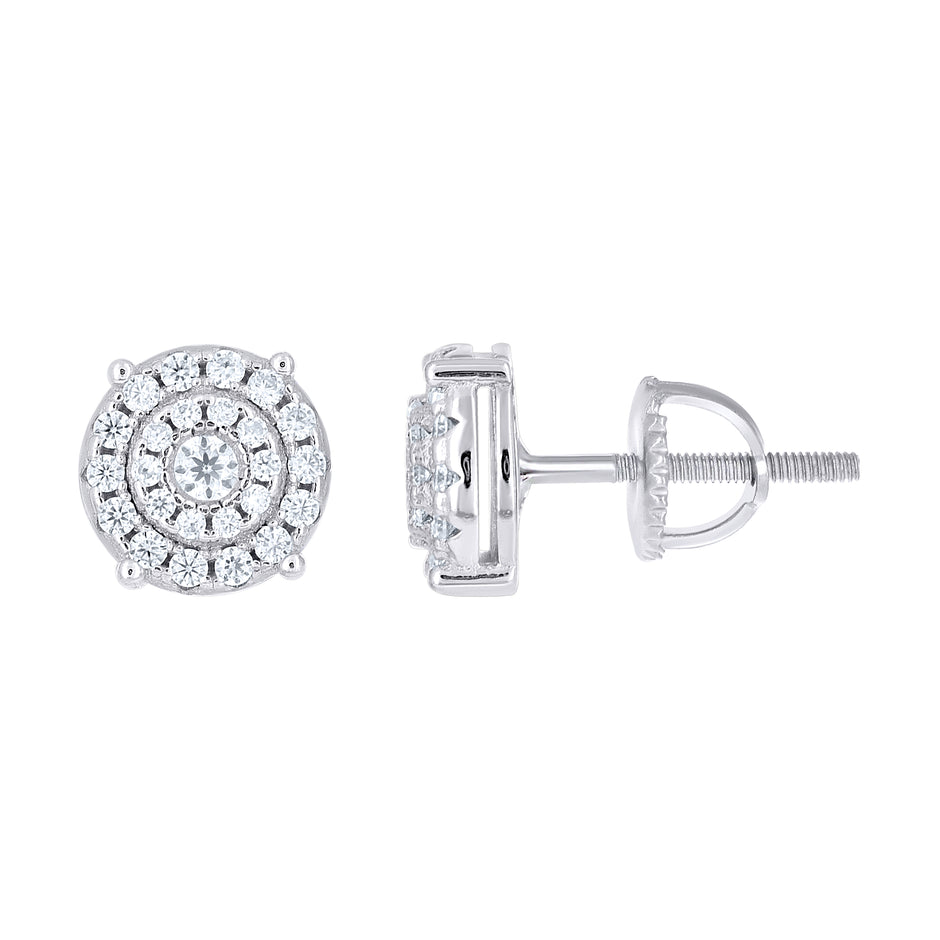 925 Sterling Silver Unisex Round 0.49ct Moissanite Round Fashion Stud Earrings
