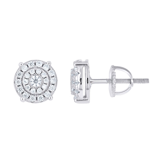 925 Sterling Silver Unisex Round 0.49ct Moissanite Round Fashion Stud Earrings