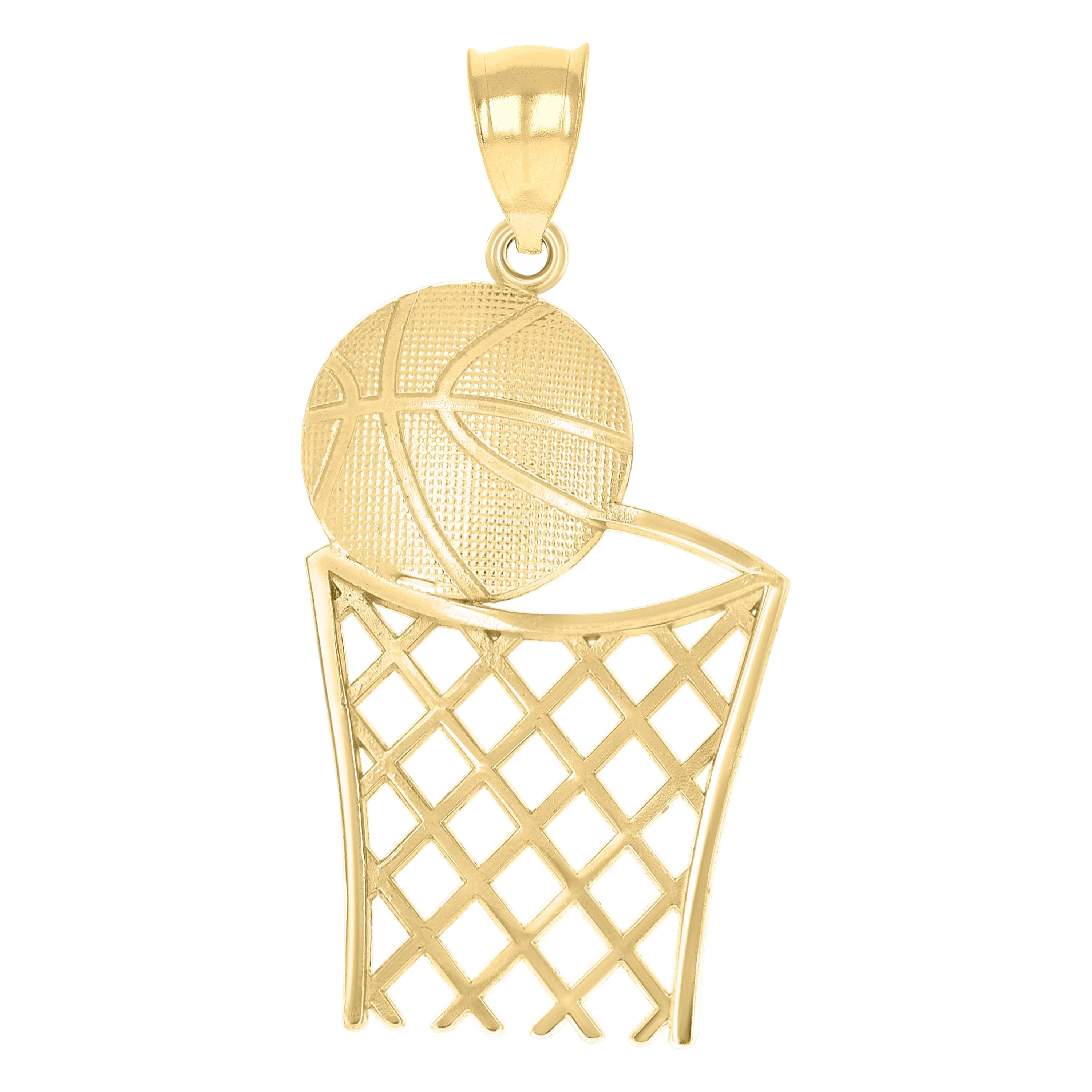 10kt Yellow Gold Mens Basket Ball Sports Charm Pendant