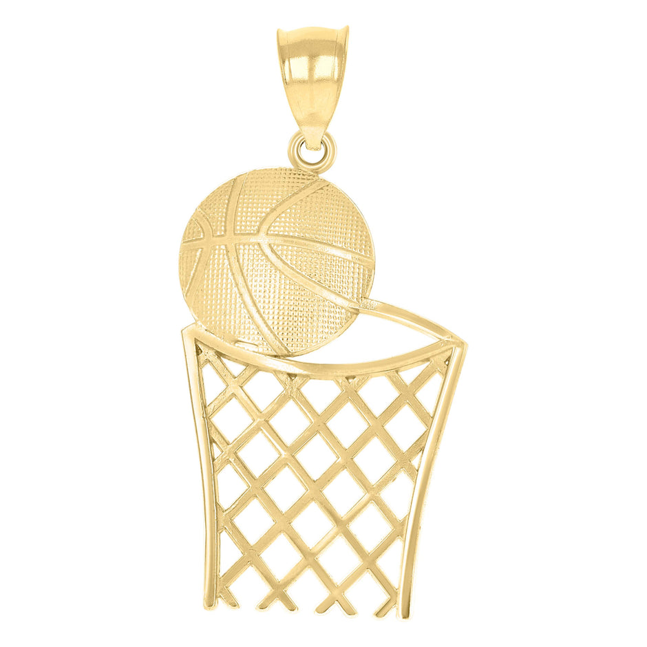 10kt Yellow Gold Mens Basket Ball Sports Charm Pendant