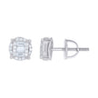 925 Sterling Silver Unisex Round Baguette 0.16ct, 0.36ct Moissanite Round Fashion Stud Earrings