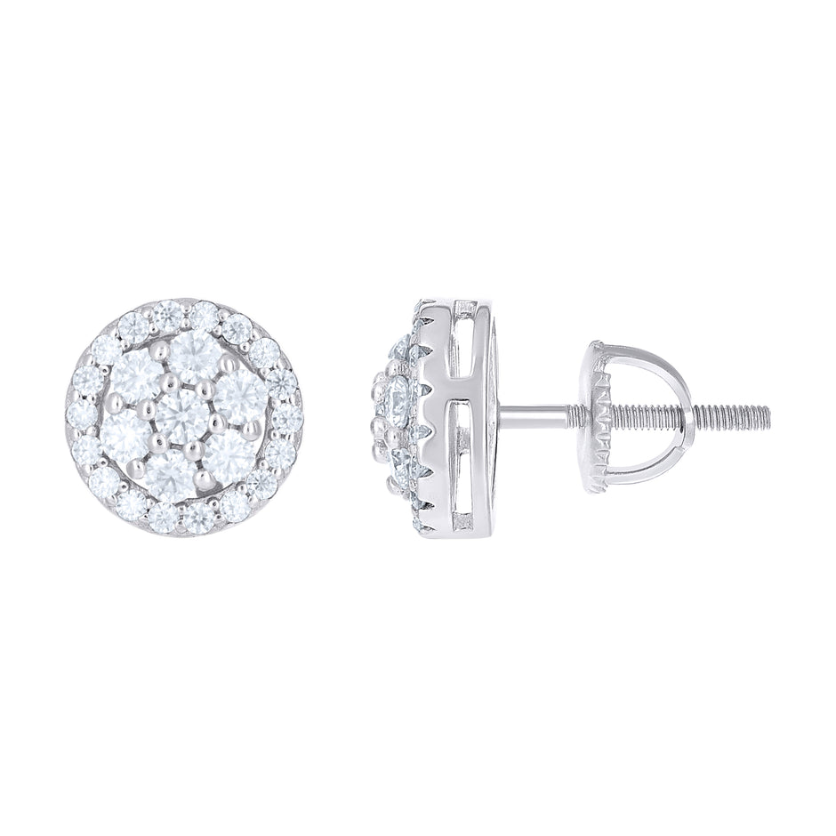 925 Sterling Silver Womens Round 1.12ct Moissanite Round Fashion Stud Earrings