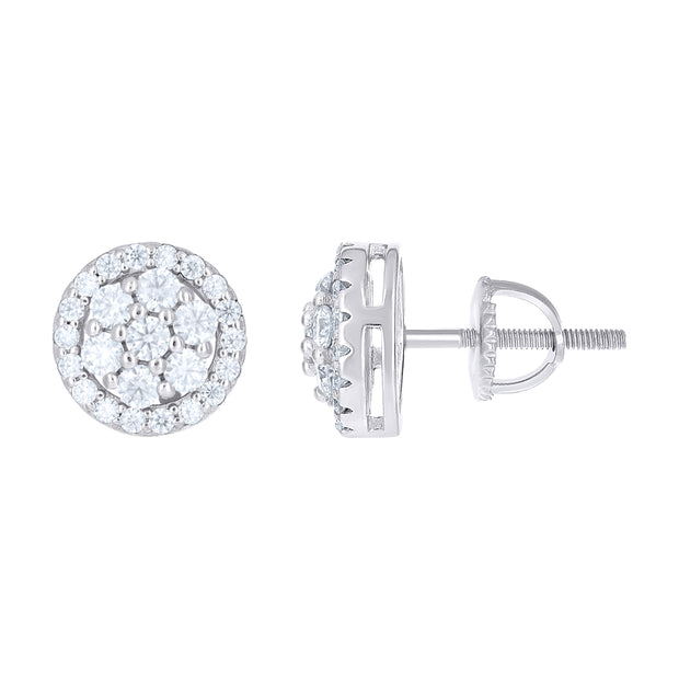 925 Sterling Silver Womens Round 1.12ct Moissanite Round Fashion Stud Earrings
