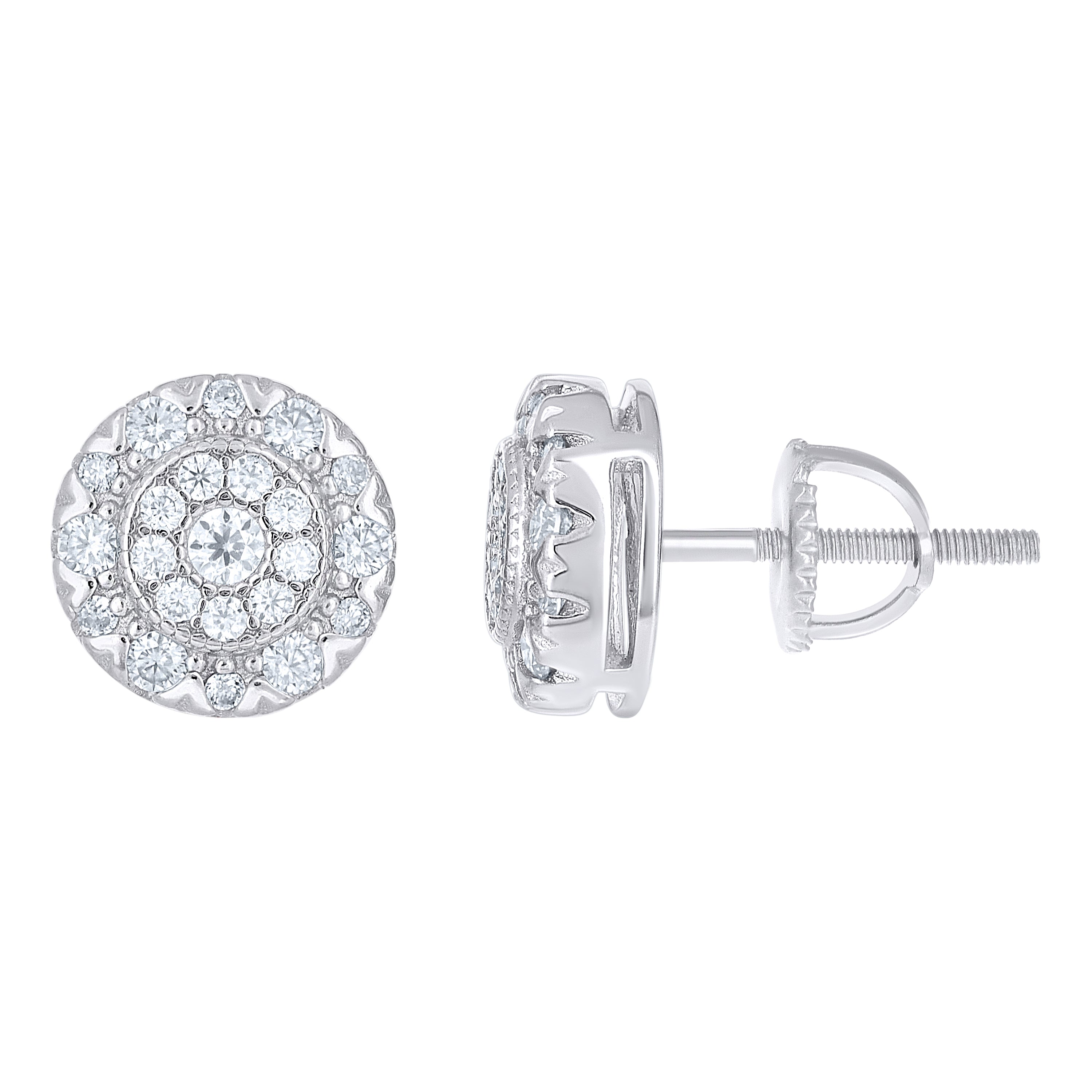 925 Sterling Silver Womens Round 0.73ct Moissanite Round Fashion Stud Earrings