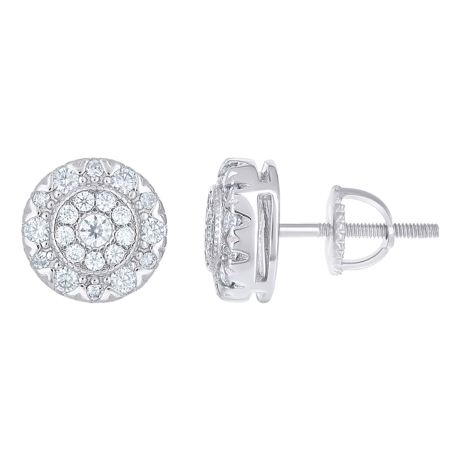 925 Sterling Silver Womens Round 0.73ct Moissanite Round Fashion Stud Earrings