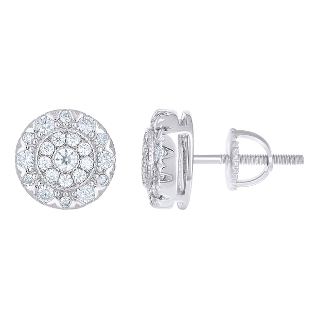 925 Sterling Silver Womens Round 0.73ct Moissanite Round Fashion Stud Earrings