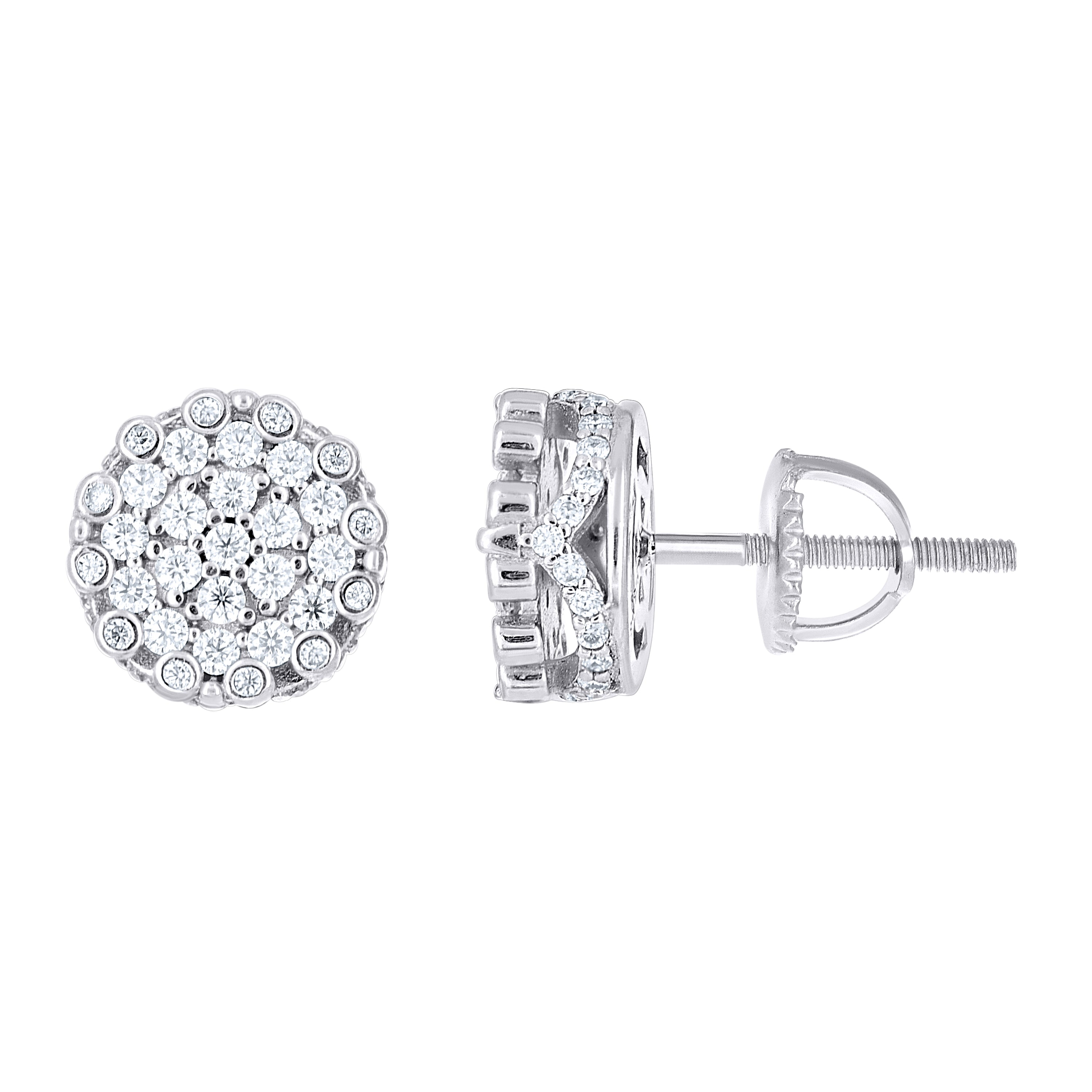 925 Sterling Silver Womens Round 0.88ct Moissanite Round Fashion Stud Earrings