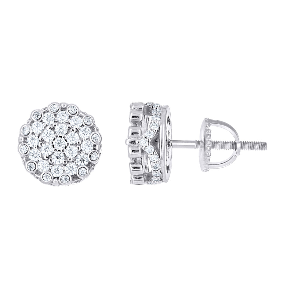 925 Sterling Silver Womens Round 0.88ct Moissanite Round Fashion Stud Earrings