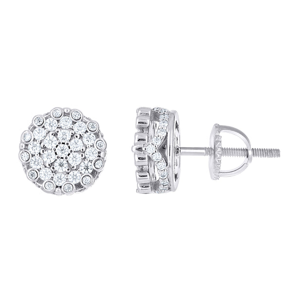 925 Sterling Silver Womens Round 0.88ct Moissanite Round Fashion Stud Earrings
