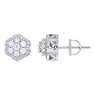 925 Sterling Silver Womens Round 0.98ct Moissanite Flower Fashion Stud Earrings
