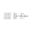 925 Sterling Silver Unisex Round 0.53ct Moissanite Square Fashion Stud Earrings