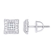 925 Sterling Silver Womens Round 0.09ct Moissanite Square Fashion Stud Earrings