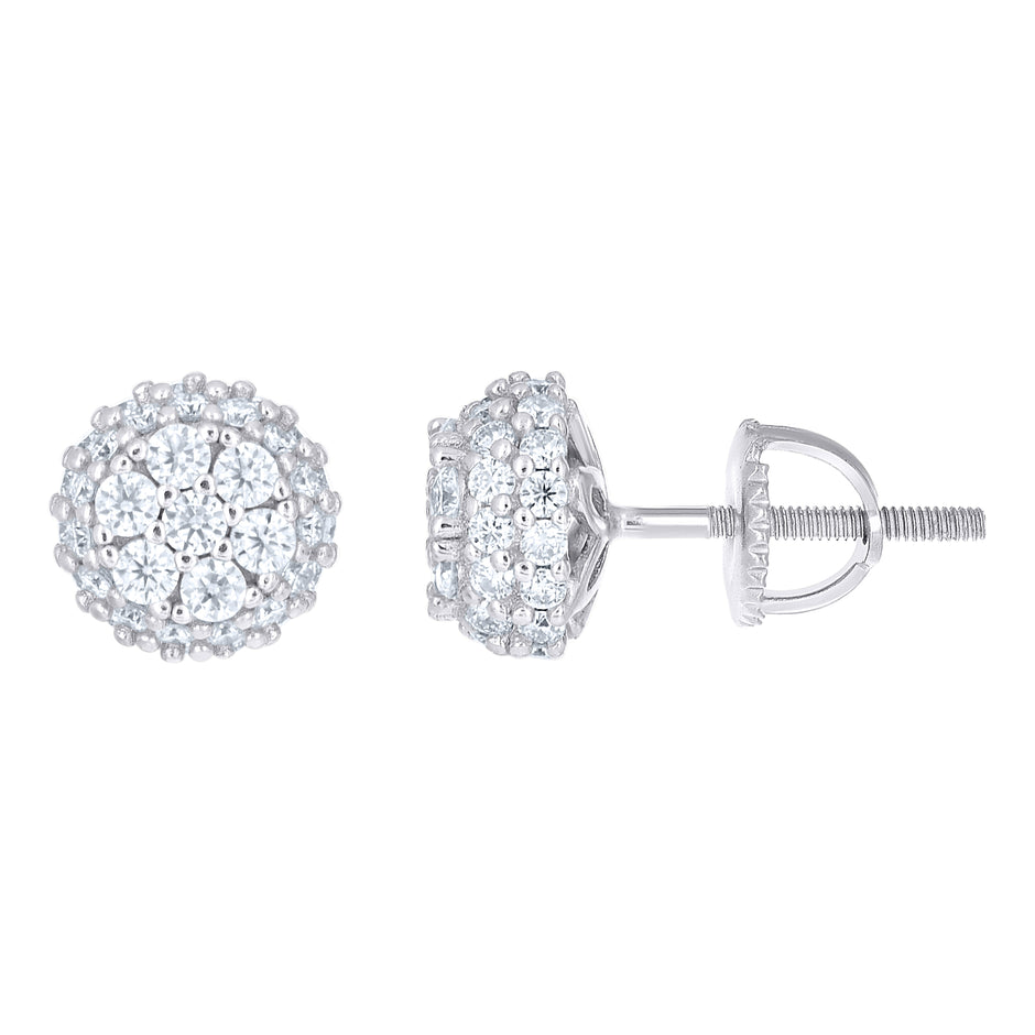 925 Sterling Silver Womens Round 1.30ct Moissanite Round Fashion Stud Earrings