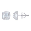 925 Sterling Silver Womens Round Baguette 0.96ct, 0.56ct Moissanite Square Fashion Stud Earrings
