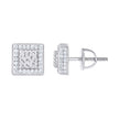 925 Sterling Silver Womens Round 0.82ct Moissanite Square Fashion Stud Earrings