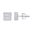 925 Sterling Silver Unisex Round Baguette 0.54ct, 0.30ct Moissanite Square Fashion Stud Earrings