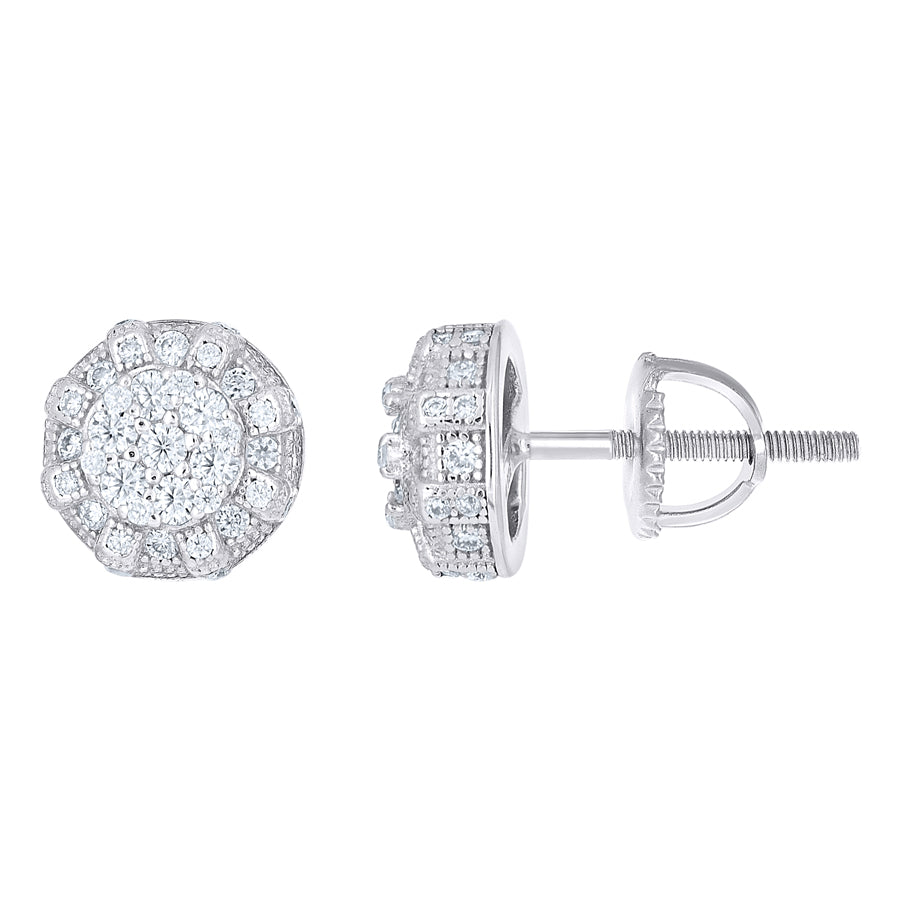 925 Sterling Silver Womens Round 0.89ct Moissanite Round Fashion Stud Earrings