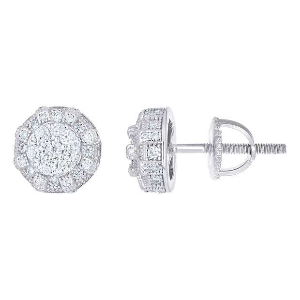 925 Sterling Silver Womens Round 0.89ct Moissanite Round Fashion Stud Earrings