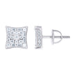 925 Sterling Silver Unisex Round Baguette 0.68ct, 0.44ct Moissanite Square Fashion Stud Earrings
